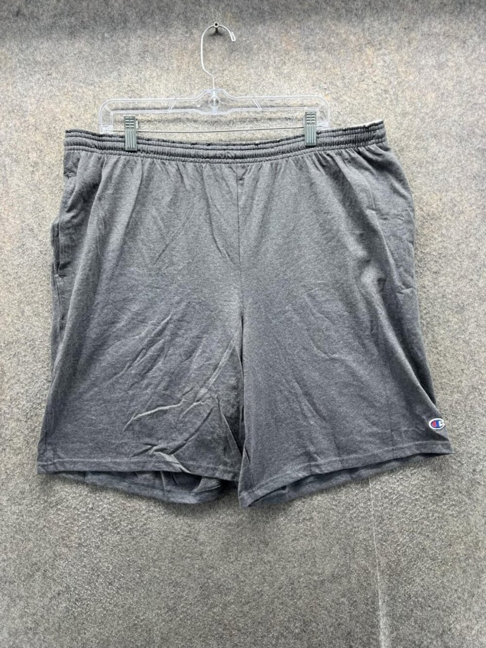 Champion Shorts Mens 2XL Gray Jersey Training Athletic Elastic Waist 9 Inseam